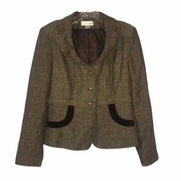 Vintage Spiegel Cropped Blazer Brown Tweed 6 - Picture 12 of 13